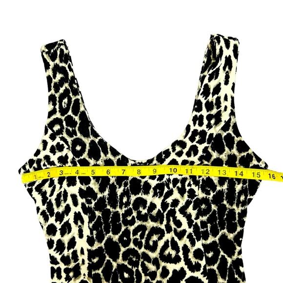 love...ady Leopard Print Dress Womens Size S Black Cream Bodycon Stretchy Sexy - Picture 6 of 8